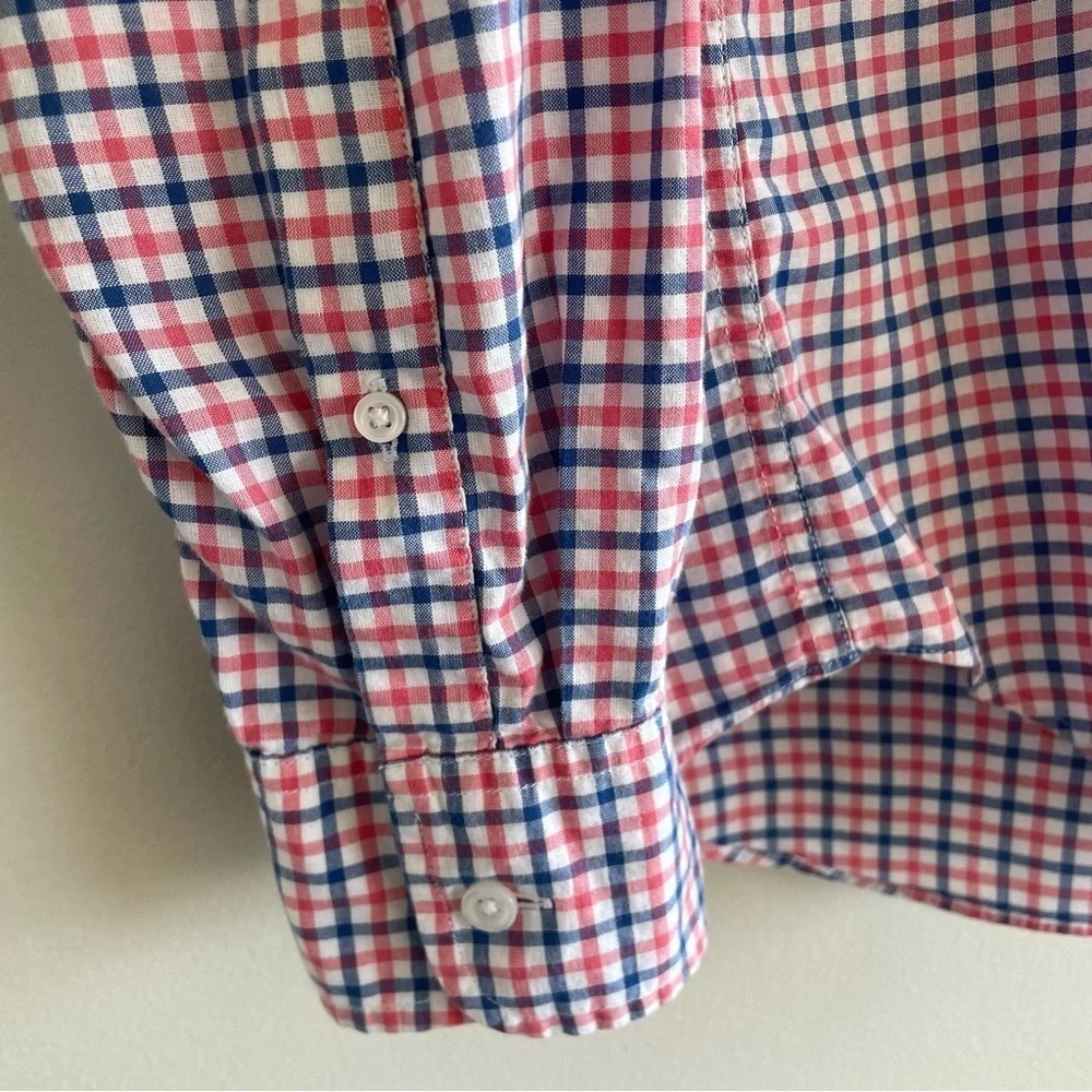 J. Crew Men's Checkered Slim Fit Summer Shirt Pink/Blue Size Medium